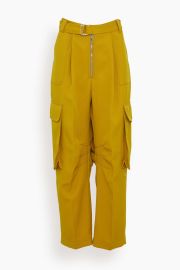 Christopher John Rogers Pleated Jumbo Cargo Pants in Seaweed Hampden Clothing at Hampden Clothing