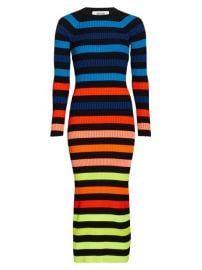 Christopher John Rogers Rainbow Striped Ribbed Midi Dress  SaksFifthAvenue at Saks Fifth Avenue