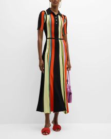 Christopher John Rogers Striped Knit Polo Dress at Neiman Marcus