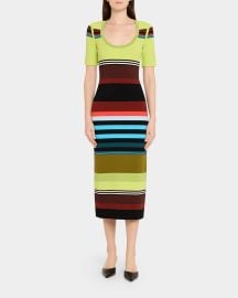 Christopher John Rogers Striped Short Sleeve Midi Dress at Neiman Marcus