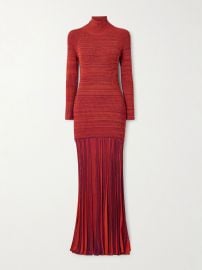 Christopher John Rogers Turtleneck Drop Waist Pleated Maxi Dress at Net a Porter