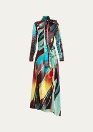 Christopher John Rogers Wheatpaste Scarf Neck Asymmetric Dress at Bergdorf Goodman