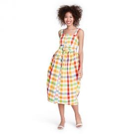 Christopher John Rogers for Target Plaid Wide Strap Tie Waist Dress at Target