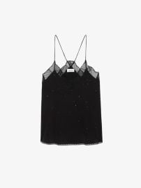 Christy Black Silk Camisole Lace Strass ZadigampVoltaire at Zadig & Voltaire