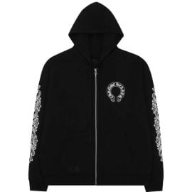 Chrome Hearts Horseshoe Floral Cross Sleeve Zip Up Hoodie at Stockx