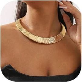 Chunky Gold Necklace Statement Necklace for Women Dainty Gold Choker Necklaces Exaggerated Ethnic Big Statement Jewelry Gifts Christmas stocking stuffs at Amazon