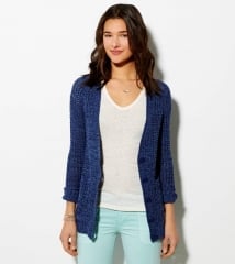 Chunky waffle knit cardigan at American Eagle