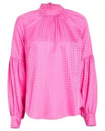 Cicely Houndstooth Jacquard Silk Blouse at Intermix