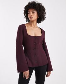 Cinch Corset Blazer In Burgundy at ASOS