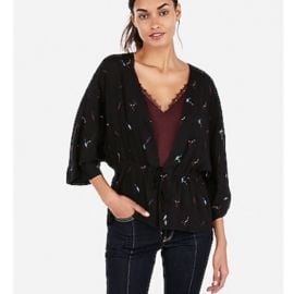 Cinched Waist Kimono Top at Express