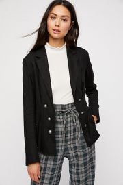 Cinched Waist Linen Blazer at Free People