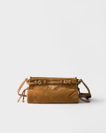 Cinnamon Prada Bonnie Small Suede Shoulder Bag PRADA at Prada