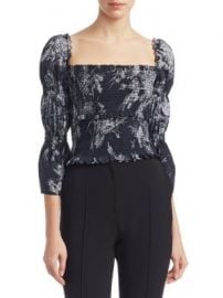 Cinq    Sept - Adelaide Silk Smocked Top at Saks Off 5th