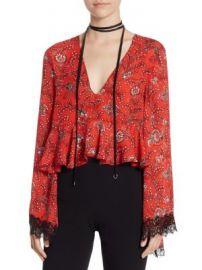 Cinq    Sept - Jemma Wales Silk Choker Crop Top at Saks Off 5th