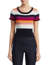 Cinq    Sept - Nicolette Stripe Ribbed Top at Saks Fifth Avenue