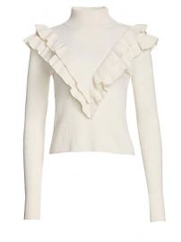 Cinq    Sept - Palomino Ribbed Ruffle Turtleneck at Saks Fifth Avenue