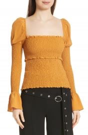 Cinq    Sept Ellis Smocked Silk Top at Nordstrom