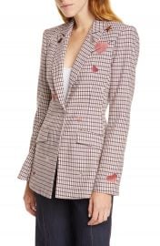 Cinq    Sept Estelle Check Embroidered Blazer   Nordstrom at Nordstrom