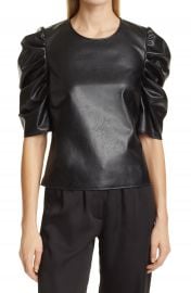 Cinq    Sept Faux Leather Puff Sleeve Top   Nordstrom at Nordstrom