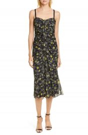 Cinq    Sept Margot Ruched Silk Midi Dress   Nordstrom at Nordstrom