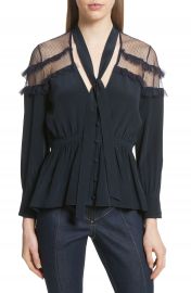 Cinq    Sept Peyton Tie Neck Silk Blouse at Nordstrom