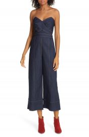 Cinq    Sept Zelda Strapless Denim Jumpsuit   Nordstrom at Nordstrom