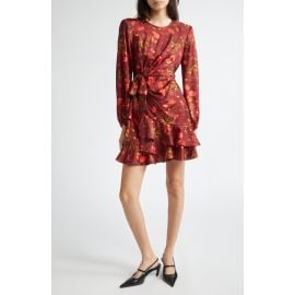 Cinq à Sept Alice Floral Long Sleeve Satin Dress at Nordstrom