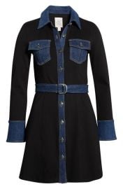Cinq à Sept Aliza Denim Trim Long Sleeve Dress at Nordstrom