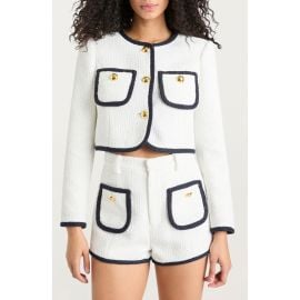 Cinq à Sept Auden Contrast Detail Tweed Jacket at Nordstrom