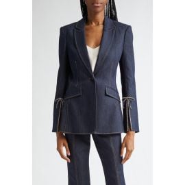 Cinq à Sept Cheyenne Rhinestone Bow Denim Blazer at Nordstrom