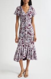 Cinq à Sept Clio Floral Ruffled Midi Dress at Nordstrom