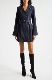 Cinq à Sept Evie Moto Long Sleeve Denim Minidress at Nordstrom