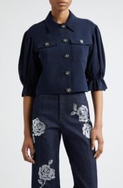 Cinq à Sept Julieta Flower Button Crop Jacket at Nordstrom
