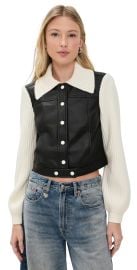 Cinq à Sept Knit Sleeve Ciara Jacket Black/Ivory S at Shopbop