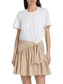 Cinq à Sept Leslie Cotton Combo Crewneck Minidress | Saks Fifth Avenue at Saks Fifth Avenue