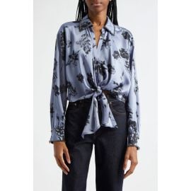 Cinq à Sept Marianna Floral Embellished Tie Front Top at Nordstrom