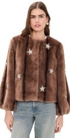 Cinq à Sept Mixed Star Faux Mink Benson Coat Taupe L at Shopbop