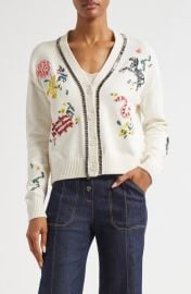 Cinq à Sept Nyla Patch Embroidered Cardigan at Nordstrom