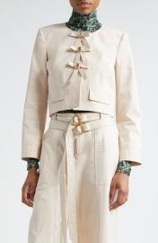 Cinq à Sept Paige Tie Front Stretch Cotton Twill Jacket at Nordstrom