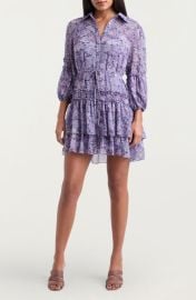Cinq à Sept Painted Hydrangea Marsea Ruffle Chiffon Shirtdress at Nordstrom