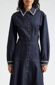 Cinq à Sept Rhinestone Embellished Denim Button-Up Shirt at Nordstrom