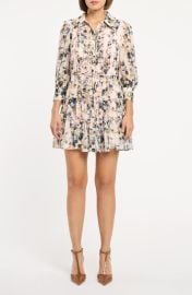 Cinq à Sept Rhys Trailing Iris Long Sleeve Minidress at Nordstrom