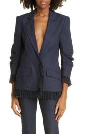 Cinq à Sept Roxie Lace Trim Denim Blazer at Nordstrom