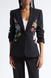 Cinq à Sept Sequin Floral Scrunched Sleeve Blazer at Nordstrom
