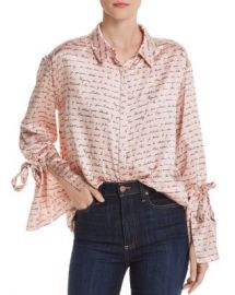 Cinq  amp agrave  Sept Elisia Scripted French Text Silk Shirt Women - Bloomingdale s at Bloomingdales