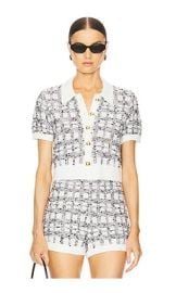 Cinq A Sept Adalee Cropped Cardigan In Black White at Revolve