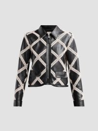 Cinq A Sept Audree Crochet Trim Faux Leather Jacket at Neiman Marcus