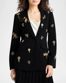 Cinq A Sept Cheyenne Beaded Blazer With Brooches at Neiman Marcus