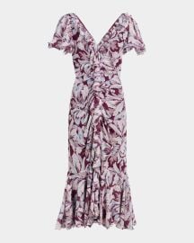 Cinq A Sept Clio Multi Tulip Ruffled Midi Dress at Neiman Marcus