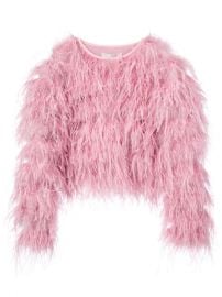 Cinq A Sept Cropped Feather Jacket at Farfetch